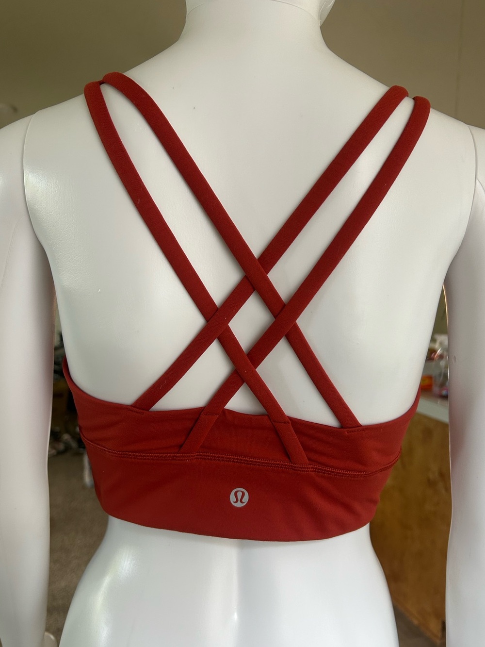 ▶️ Lululemon Longline Strappy Back Sports Bra Rust Orange Size 8